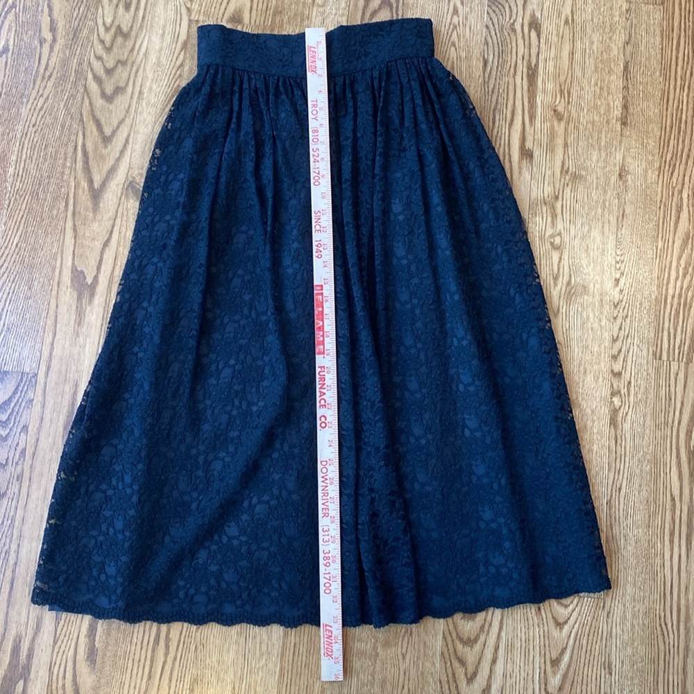 Laura Ashley midi black lace lined high waist skirt vintage dark academia 12 L - Picture 10 of 12